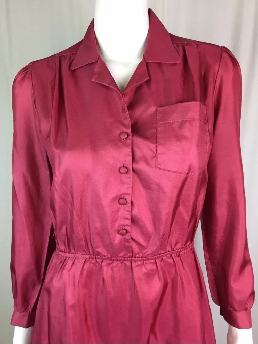 Vintage 80’s Monica Richards California Women's 6 Pink A-Line Shirt Dress Petite